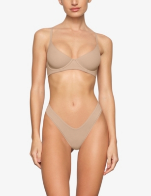 Skims Womens Clay Fits Everybody Unlined Stretch-woven Bra In Clay