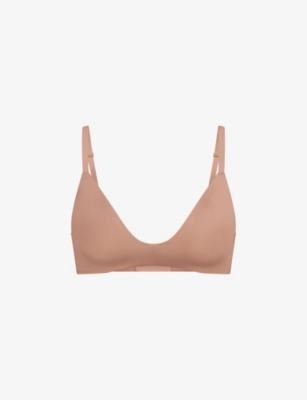 Shop Skims Women's Sien Wireless Form Logo-embossed Padded Stretch-cotton Bra In Sienna