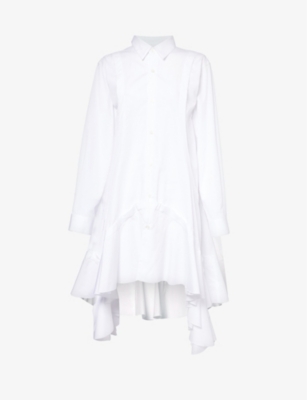 COMME COMME DES GARCONS: Long-sleeved asymmetric-hem cotton shirt