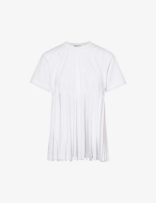 COMME COMME DES GARCONS: Short-sleeved shredded-hem woven T-shirt