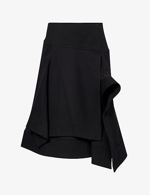3.1 PHILLIP LIM: Double-layer regular-fit cotton midi skirt