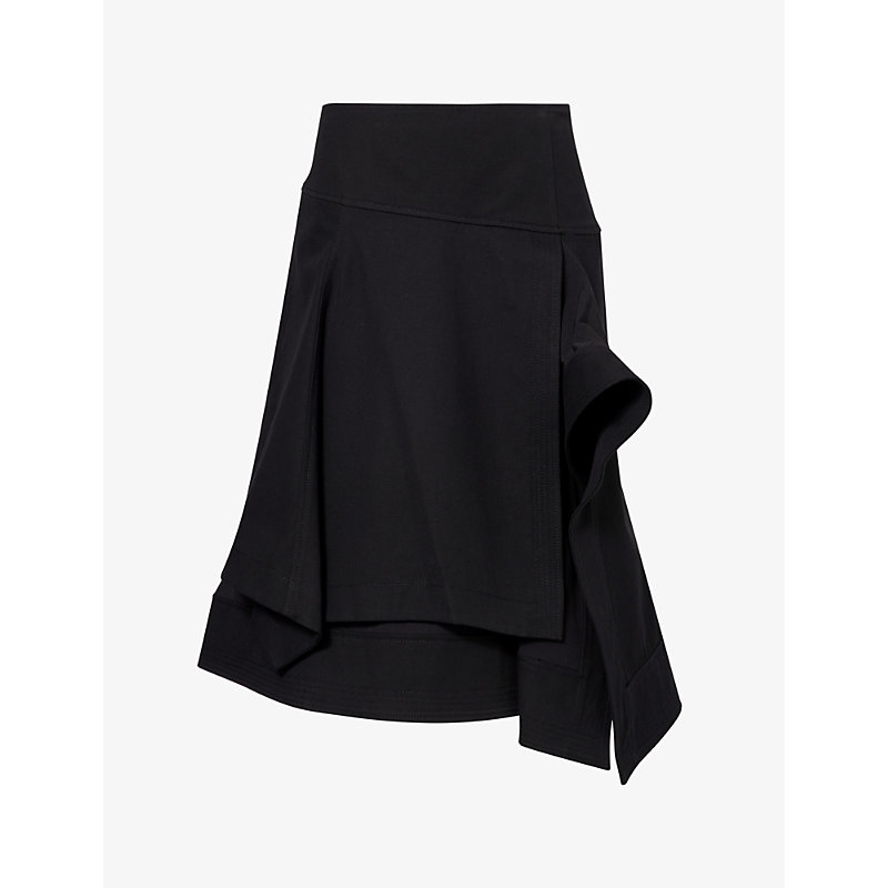 Shop 3.1 Phillip Lim / フィリップ リム 3.1 Phillip Lim Women's Black Double-layer Regular-fit Cotton Midi Skirt