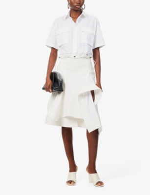 Shop 3.1 Phillip Lim / フィリップ リム 3.1 Phillip Lim Women's White Double-layer Regular-fit Cotton Midi Skirt