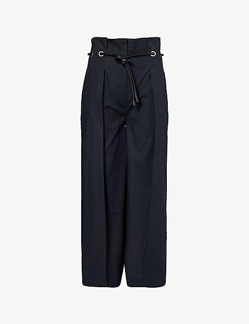 3.1 PHILLIP LIM: Drawstring-waist wide-leg high-rise stretch-cotton trousers
