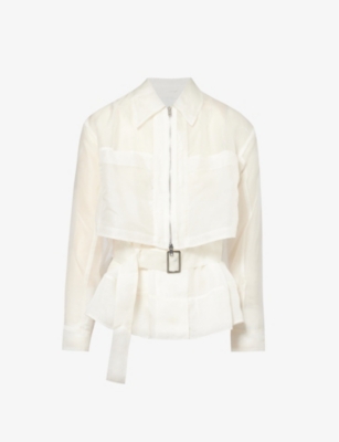 3.1 PHILLIP LIM: Double Layer patch-pocket regular-fit silk jacket