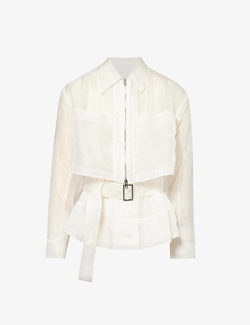 3.1 PHILLIP LIM: Double Layer patch-pocket regular-fit silk jacket