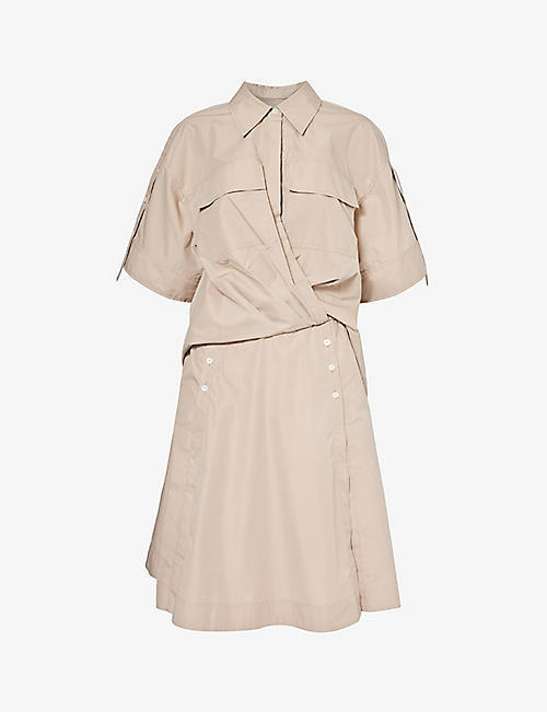3.1 PHILLIP LIM: Twist-front regular-fit cotton-blend midi dress