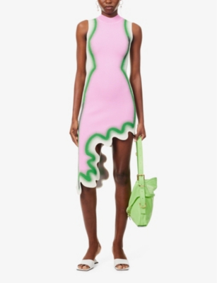 Shop Ph5 Brooklyn Asymmetric Recycled Viscose-blend Midi Dress In Rosy Glow