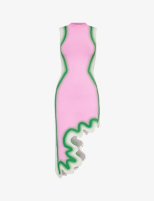Shop Ph5 Women's Rosy Glow Brooklyn Asymmetric Recycled Viscose-blend Midi Dress