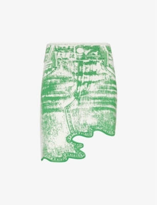 PH5: Alani UV-reactive graphic-pattern knitted mini skirt
