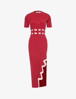 Shop Ph5 Women's Cherry Burst Jodie Asymmetric-hem Recycled Viscose-blend Maxi Dress