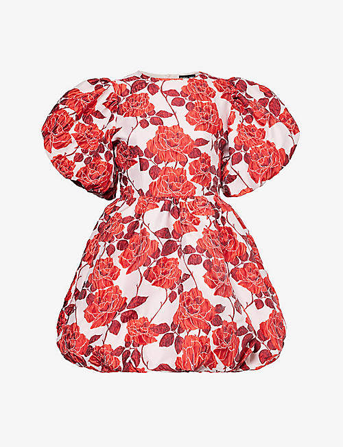 SISTER JANE: Wild Berry floral-pattern woven mini dress