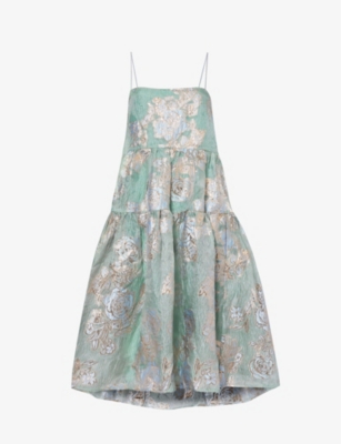 SISTER JANE - Grape floral-pattern woven midi dress | Selfridges.com