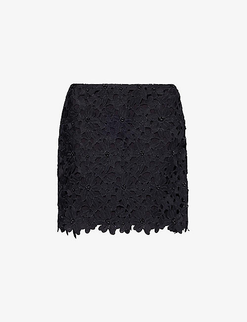 SISTER JANE: Clementine lace-overlay woven mini skirt