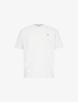 Aape Mens Heather White Text-print Brand-patch Cotton-jersey T-shirt