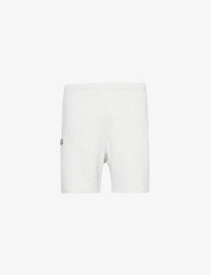 Aape Mens Heather White Text-print Brand-patch Cotton-blend Shorts