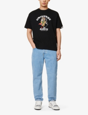 Shop Aape Men's Black Japan Graphic-print Cotton-jersey T-shirt