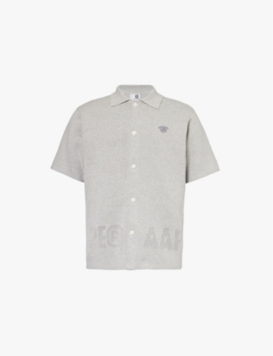 Aape Men's White Logo-appliqué Short-sleeve Cotton-knit Polo Shirt