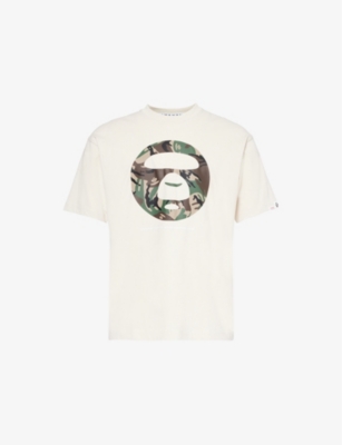 Aape Mens Ivory Brand-print Brand-patch Cotton-jersey T-shirt