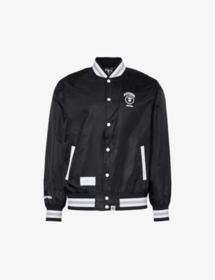 Shop Aape Varsity Brand-embroidered Regular-fit Shell Jacket In Black