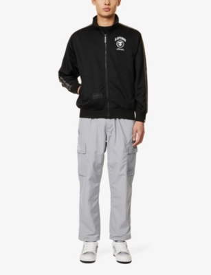 Shop Aape Mens Black Brand-appliqué Contrast-taped Woven Jacket