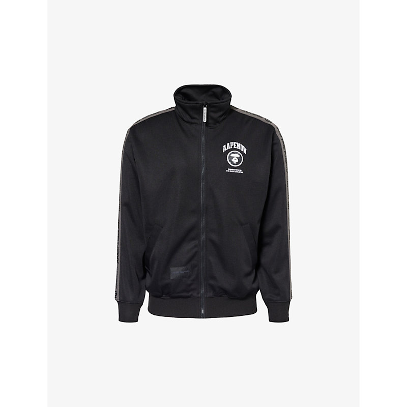 Shop Aape Brand-appliqué Contrast-taped Woven Jacket In Black