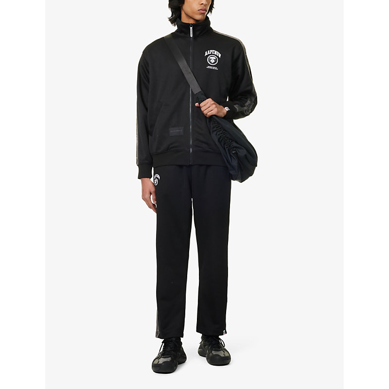 Shop Aape Poly Brand-embroidered Woven Jogging Bottoms In Black