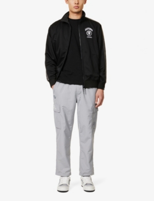 Shop Aape Logo-appliqué Relaxed-fit Woven Cargo Trousers In Light Grey