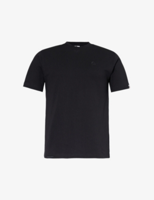 Shop Aape Mens Black One Point Logo-embroidered Cotton-jersey T-shirt