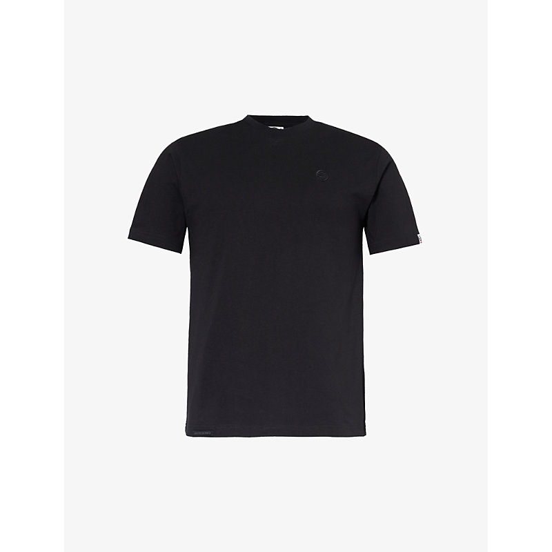 Shop Aape Men's Black One Point Logo-embroidered Cotton-jersey T-shirt