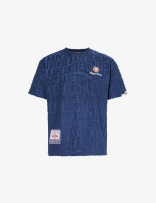 Aape Mens Vy Brand-patch Cotton-blend T-shirt In Navy