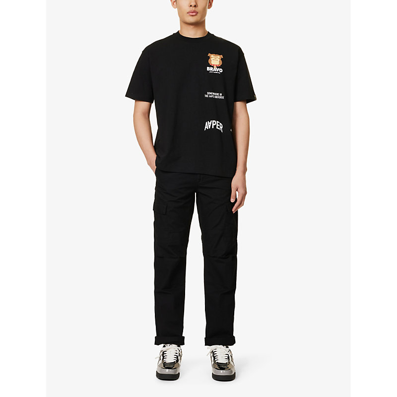 Shop Aape Hip Hop Graphic-print Cotton-jersey T-shirt In Black
