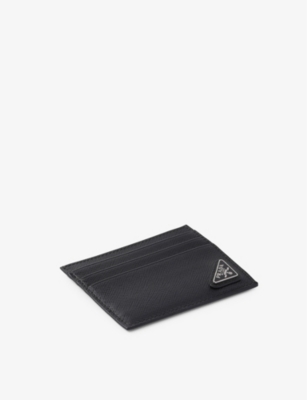 Triangle-plaque leather card holder