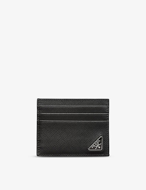 PRADA: Triangle-plaque leather card holder