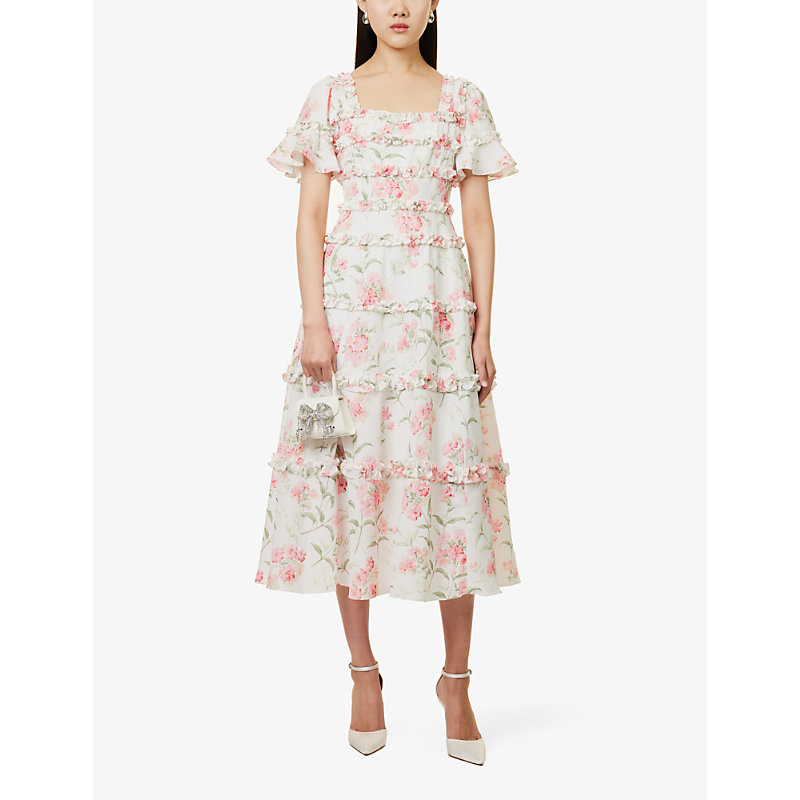 Shop Needle & Thread Needle And Thread Women's Moonshine Summer Posy Floral-print Woven Midi Dress
