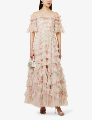 Shop Needle & Thread Needle And Thread Women's Moonshine Lana Floral-print Recycled-nylon Maxi Dress