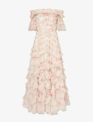 NEEDLE AND THREAD: Lana floral-print recycled-nylon maxi dress
