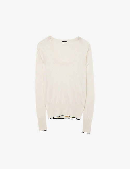 JOSEPH: Long-sleeved round-neck cotton and silk top