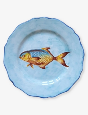 LES OTTOMANS: Fish hand-painted ceramic plate 21cm