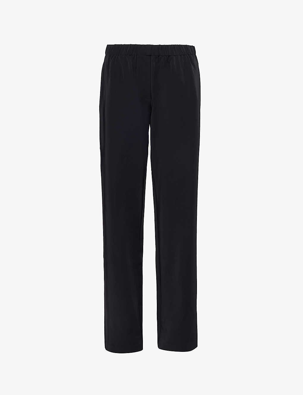 Samsoe & Samsoe Samsoe Samsoe Womens Black Hoys Elasticated-waist Recycled Polyester-blend Trousers