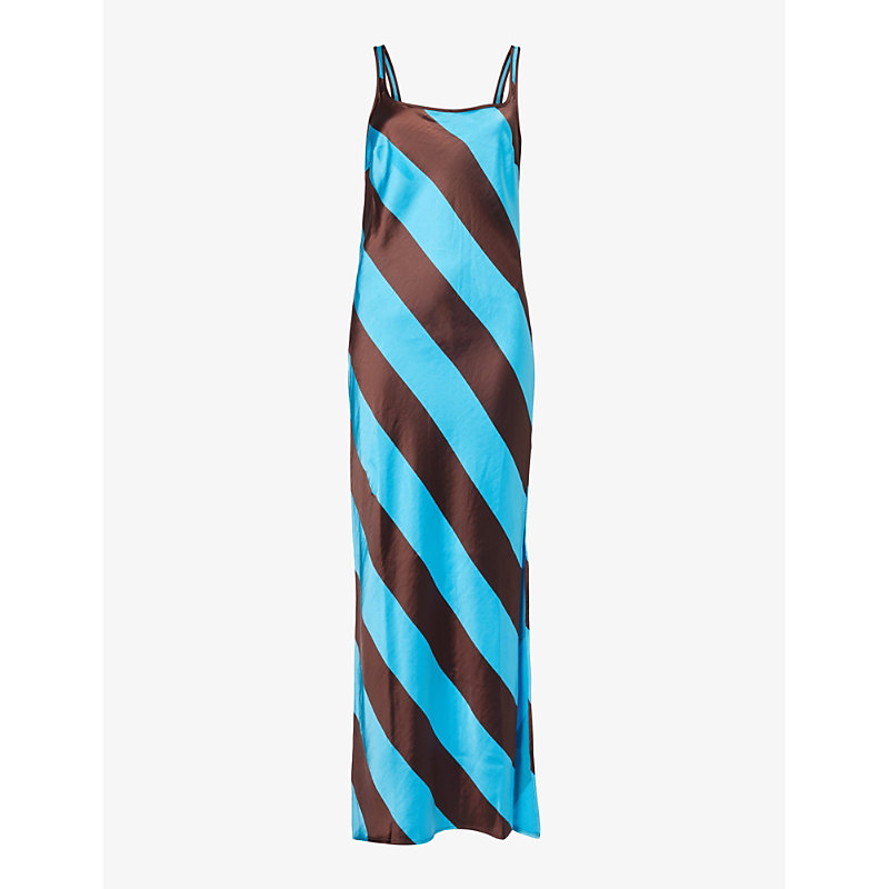 Shop Samsoe & Samsoe Samsoe Samsoe Women's Swim Cap Sunna Striped Recycled Polyester-blend Maxi Dress