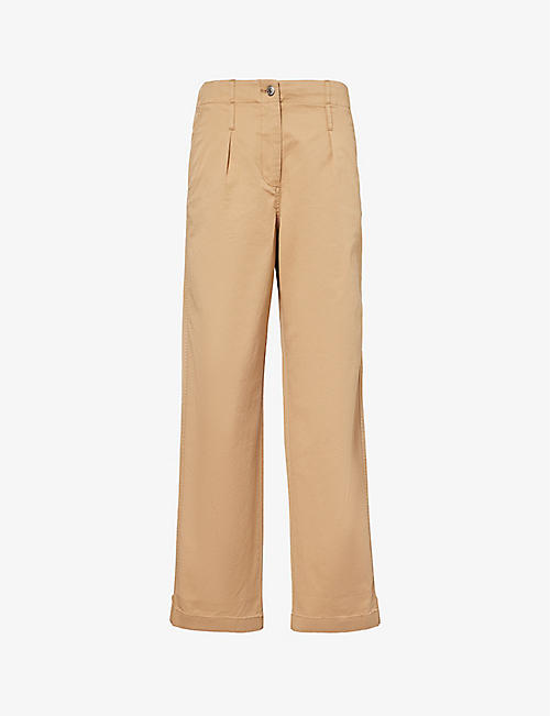 SAMSOE SAMSOE: Salix wide-leg high-rise stretch-cotton trousers