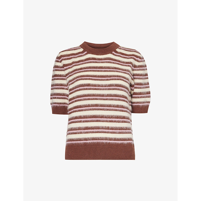 Shop Samsoe & Samsoe Samsoe Samsoe Women's Bronestone Sagiulia Striped Recycled Cotton-blend Knitted Jumper