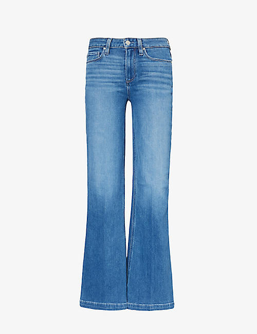 PAIGE: Geneveive faded-wash flared-leg high-rise denim-blend jeans