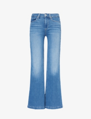 PAIGE: Genevieve faded-wash flared-leg high-rise denim-blend jeans