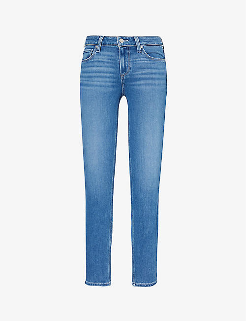 PAIGE: Verdugo raw-hem skinny-leg mid-rise denim-blend jeans