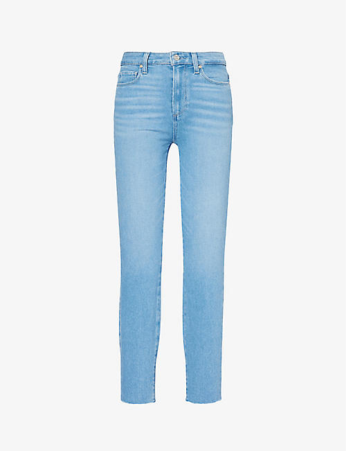 PAIGE: Margot raw-hem skinny-leg mid-rise denim-blend jeans