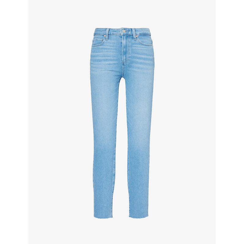 Shop Paige Women's Like It Hot Margot Raw-hem Skinny-leg Mid-rise Denim-blend Jeans