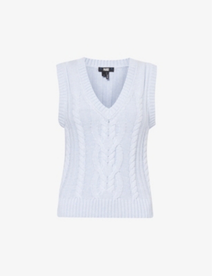 Shop Paige Women's Frost Blue Cheryl Cable-knit Organic-cotton And Recycled Nylon-blend Knitted Vest