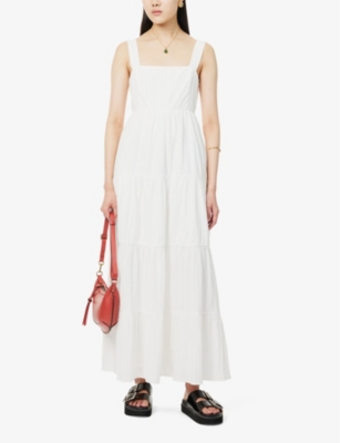 Shop Paige Womens White Ginseng Tiered Cotton Maxi Dress